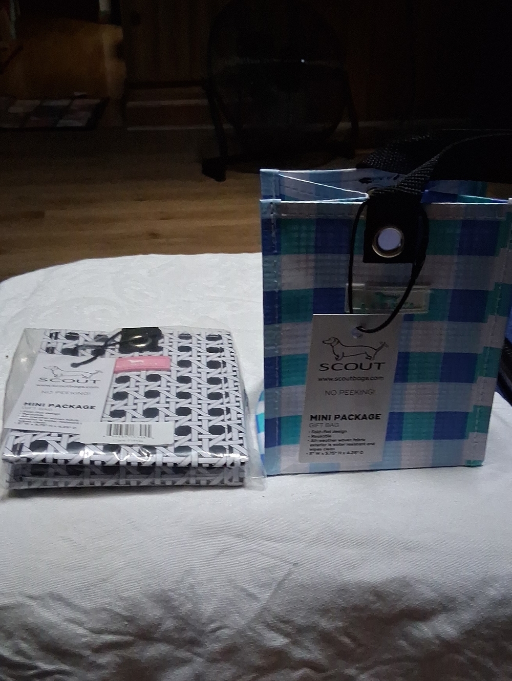 Scout Mini Gift Bag Set - Blue Plaid & Black/White Pattern